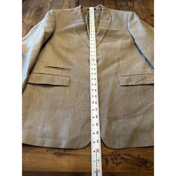 Calvin Klein 100% Linen Blazer 42R Extreme Slim Fit Beige Sport Coat Jacket - Picture 16 of 16